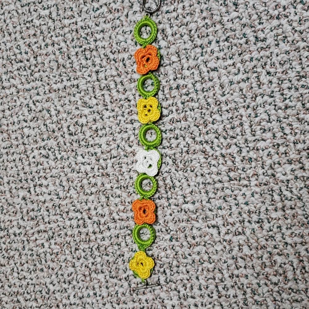 Hand crochet bracelet.